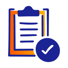 Checklist icon with blue checkmark